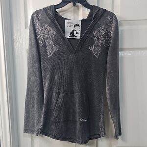 GUESS Los Angeles Marilyn Monroe Bling Grunge Glam Acid Wash Hoodie Large